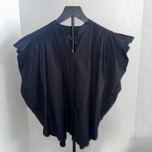 Madewell Poplin Shirred Button-Up Shirt – Black – Women’s Small NWT